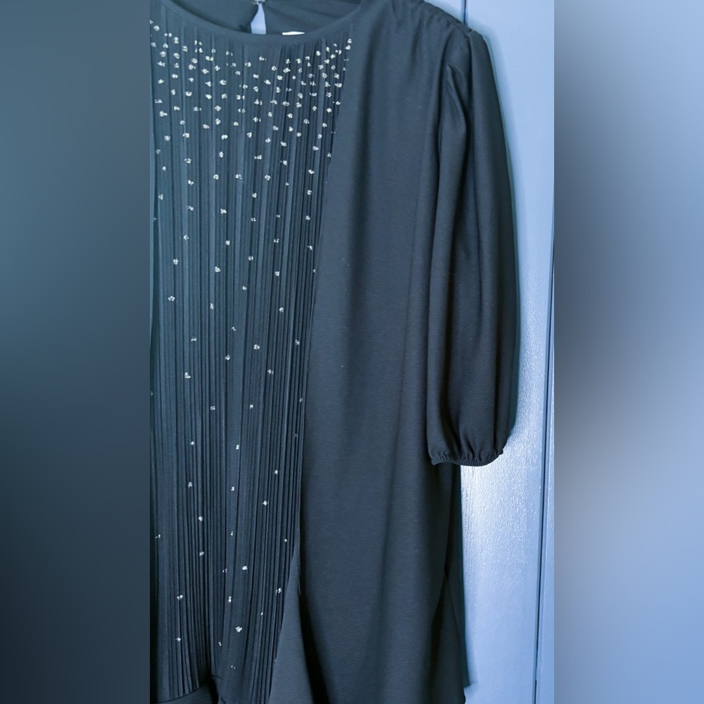 Vintage Black Sparkle Pleated Dress 22W Dark Fairy Witch Vampire Goth Core - Picture 2 of 7